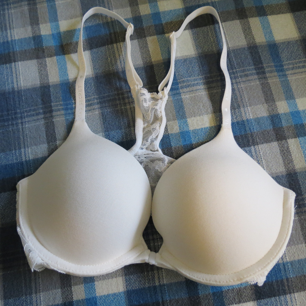 Victoria's Secret white racerback lace bra